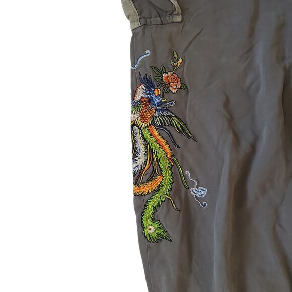 Y2k Cargo Pants Low-Rise Embroidered Army Green Da-Nang - Small - Picture 2 of 7